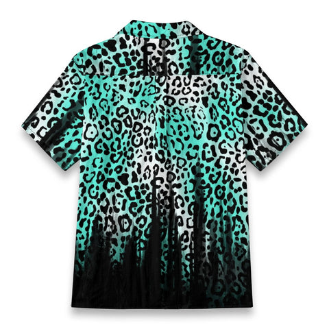 Teal Leopard Hawaiian Shirt