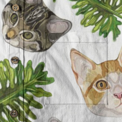 Tropical Whiskers – Green Palm Cat Shirt