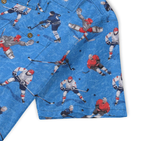 Vintage Bright Blue Hockey Player