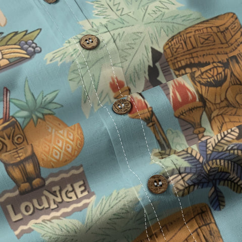 Hawaiian Vintage Pictorial TIKI Island Print Shirt