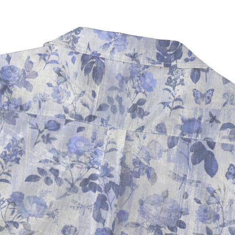 Vintage Soft Blue Floral & Butterfly