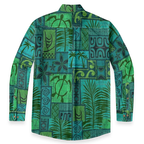 Hawaiian Tribal Volume Tiki Aloha Vintage Line Turtle Print Shirt