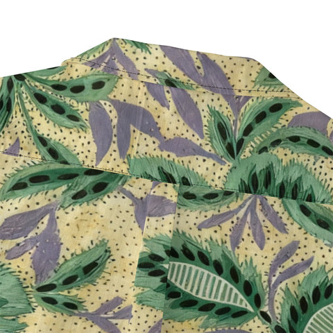 Boho Botanical Green & Lavender Hawaiian Shirt
