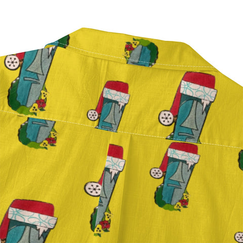 Retro hippie in moai santa hat