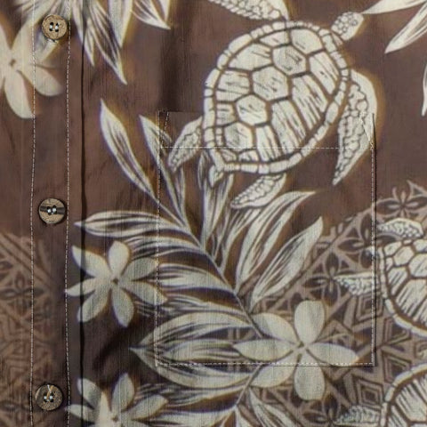 Island Guardian – Tribal Turtle & Floral Hawaiian Shirt