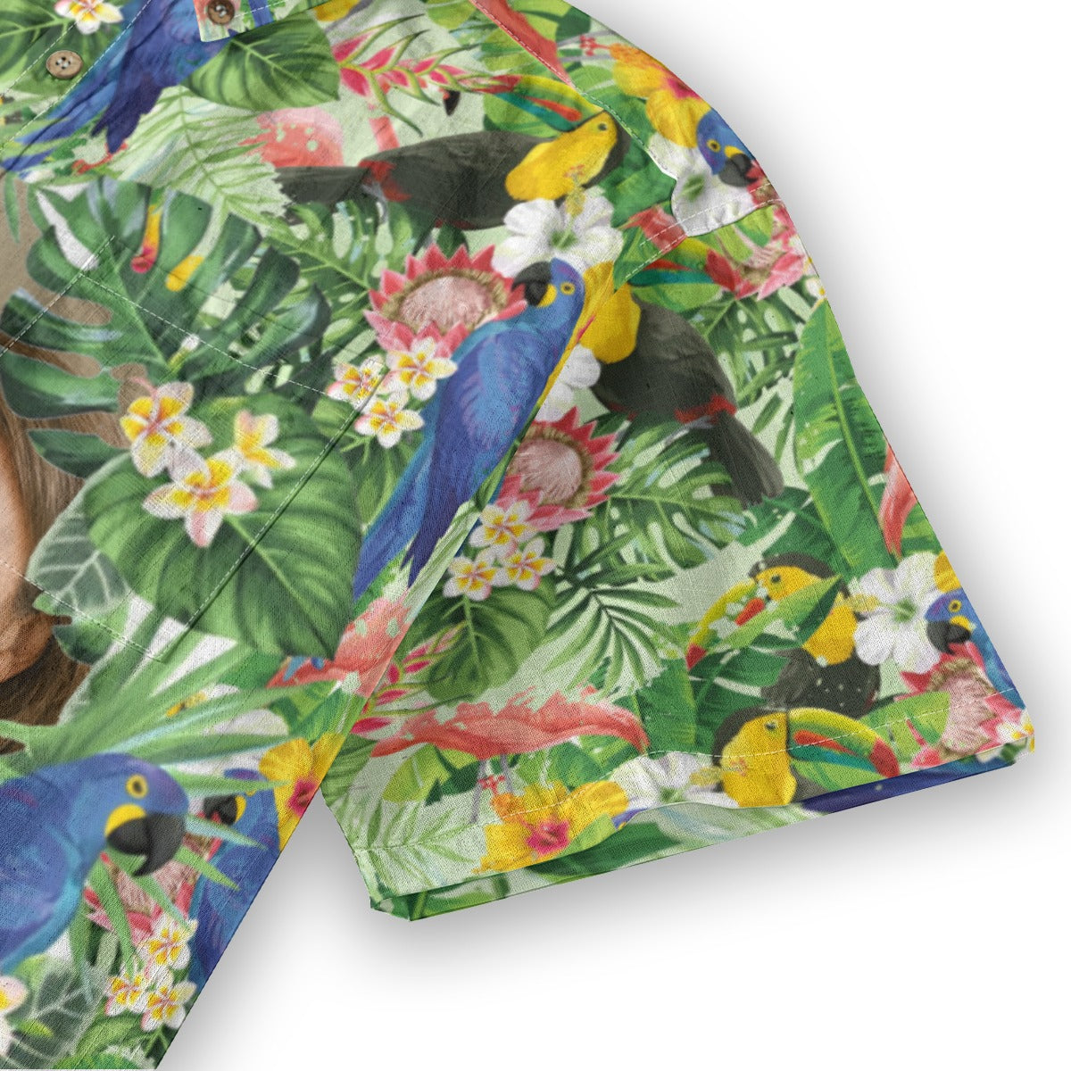 Personalized Hawaiian Shirt with Photo, Flamingo Parrot Hawaiian Shirt, Vacation Tropical Pattern Shirt for Men Women - The Palmix