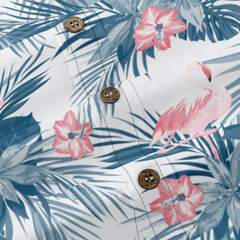 Hawaiian style watercolor flamingo hand-painted printed shirt