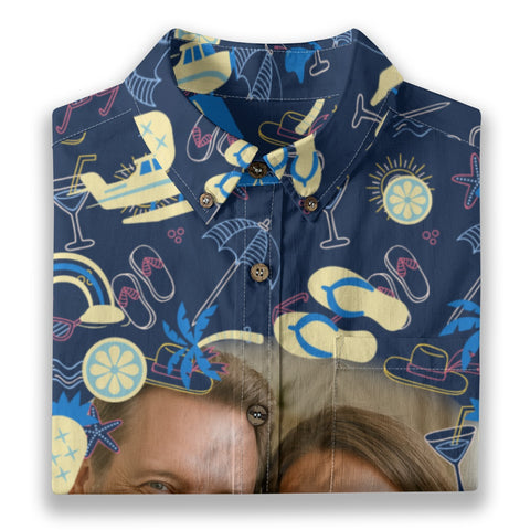 Summer Custom Photo Beach Vacation Hawaiian Shirt Personalized Ocean Family Trip Girl Trip Boy Trip Shirt - The Palmix