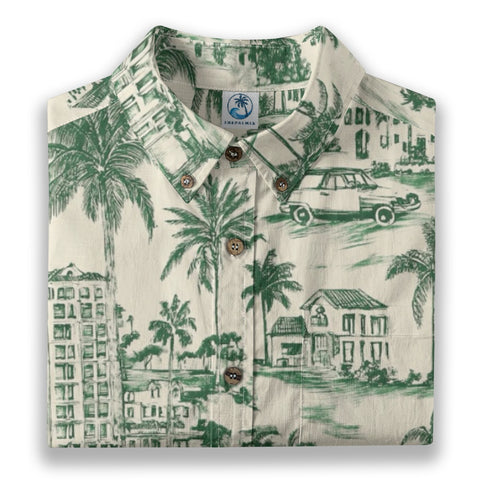 Hand-Drawn Holiday – Vintage Green Line Art Hawaiian Shirt