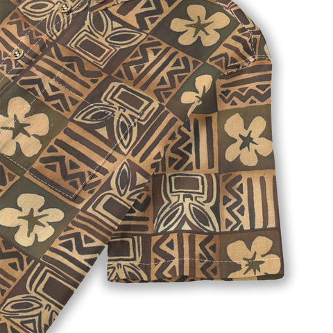 Hawaiian Vintage Pictorial Tiki Floral Totem Retro Printed Shirt