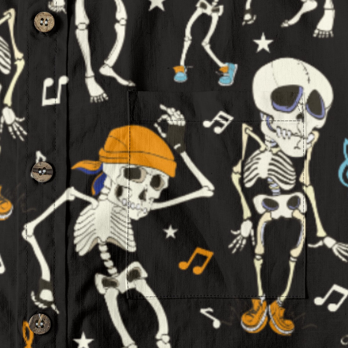 Halloween Story Music Skeleton Party Print Shirt