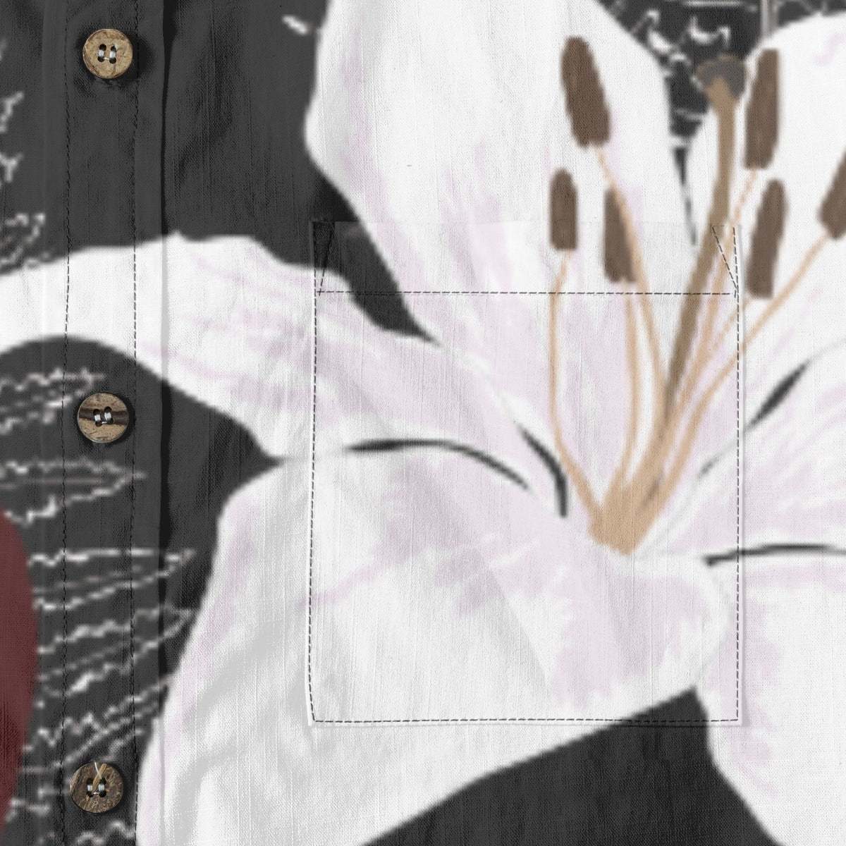 Red & White Island Style-Tropical Lily Bloom Hawaiian Shirt