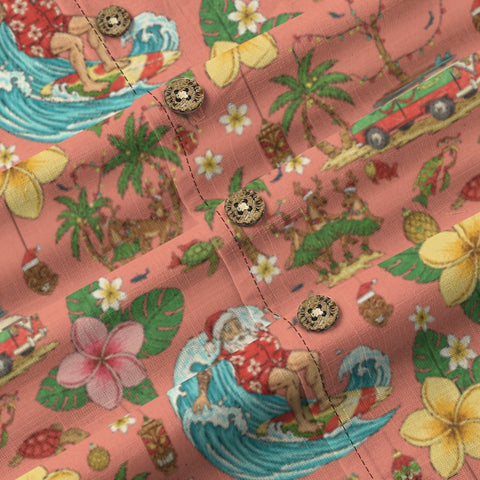 Surfing Santa & Floral Hawaiian Shirt