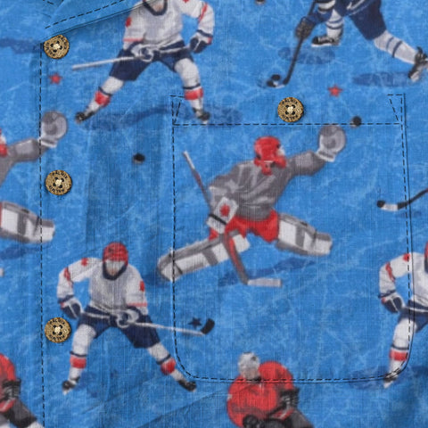 Vintage Bright Blue Hockey Player