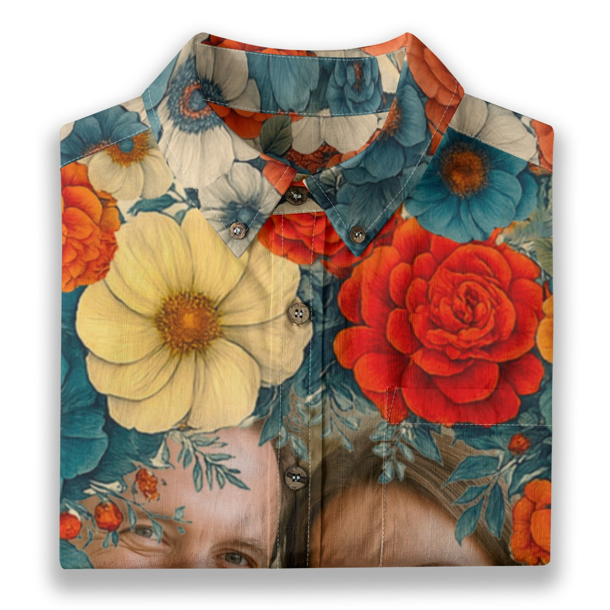 Personalized Hawaiian Shirt with Photo Floral Theme For Family Gift Aloha Men Shirt - The Palmix