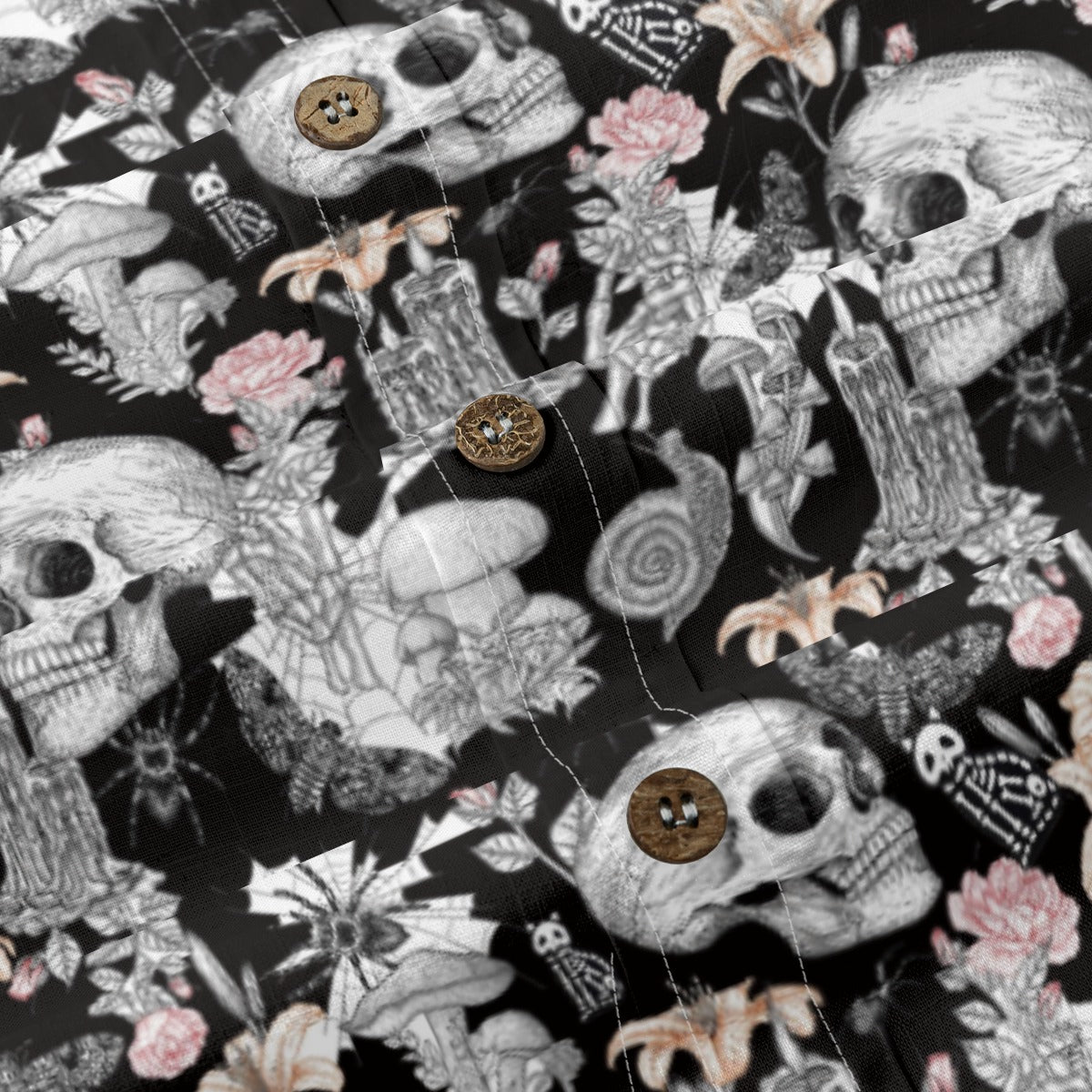 Halloween Skull and Bones Floral Print Shirt