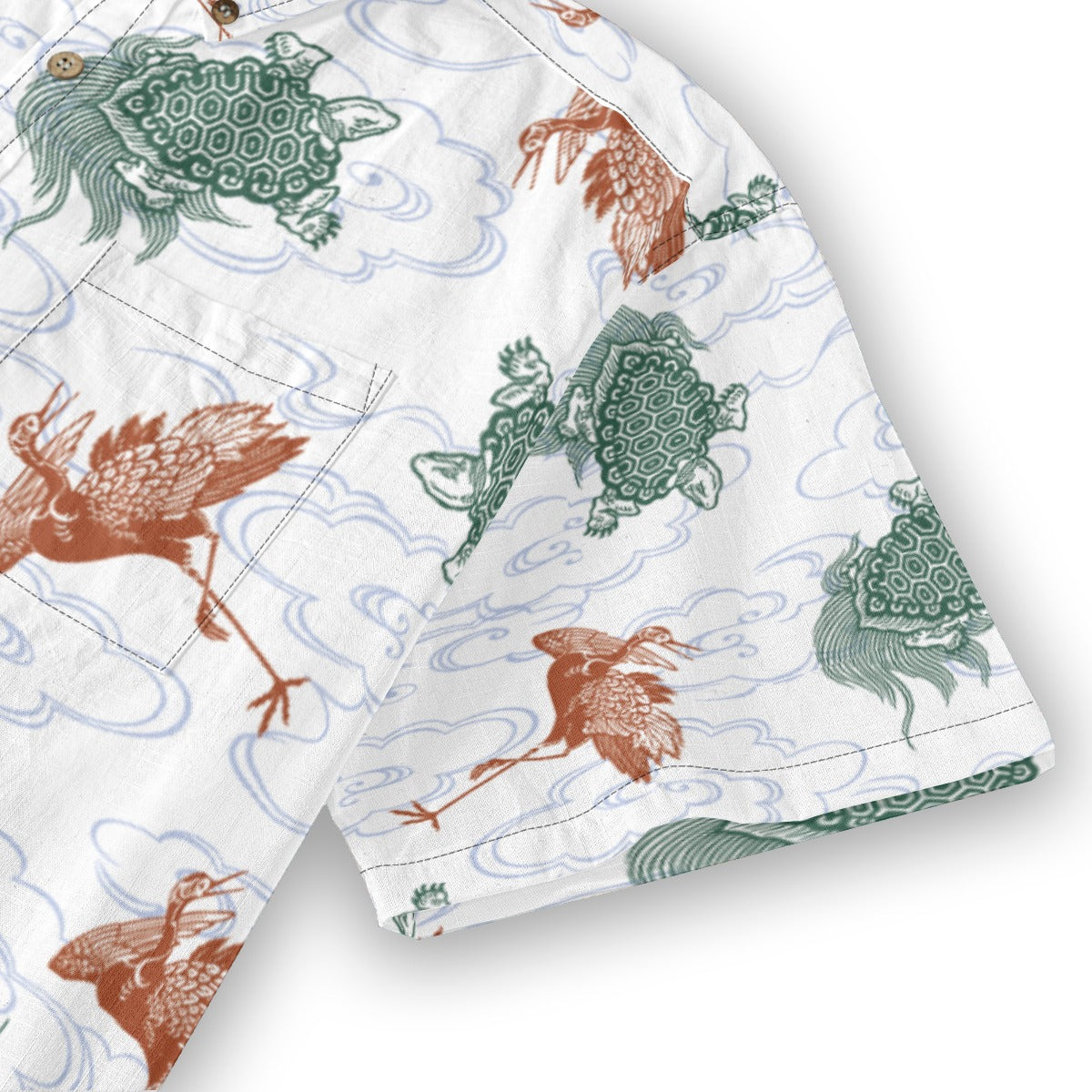 Hawaiian style sea turtle and crane summer party printed shirt