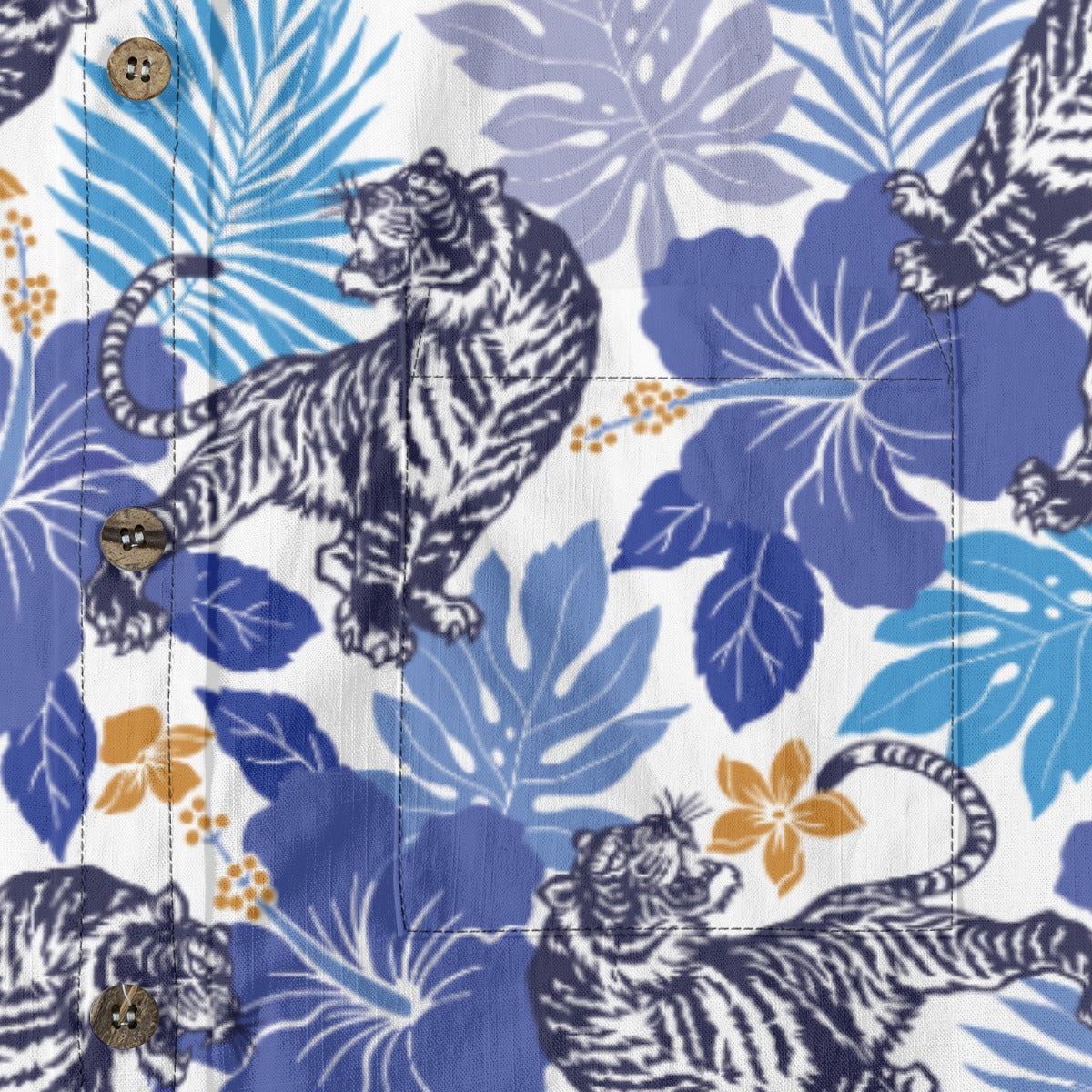 Poetic Oriental Tiger & Hibiscus Floral Shirt