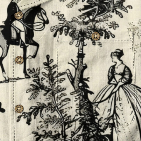 Vintage Toile de Jouy Hawaiian Shirt