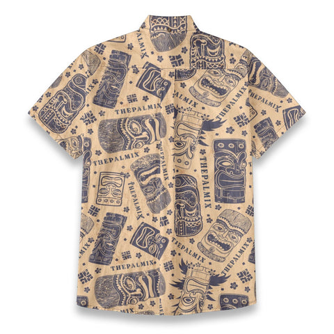Hawaiian Vintage Pictorial Tiki Totem Retro Printed Shirt