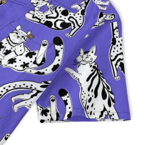 Purple Whimsical Cat Hawaiian Shirt