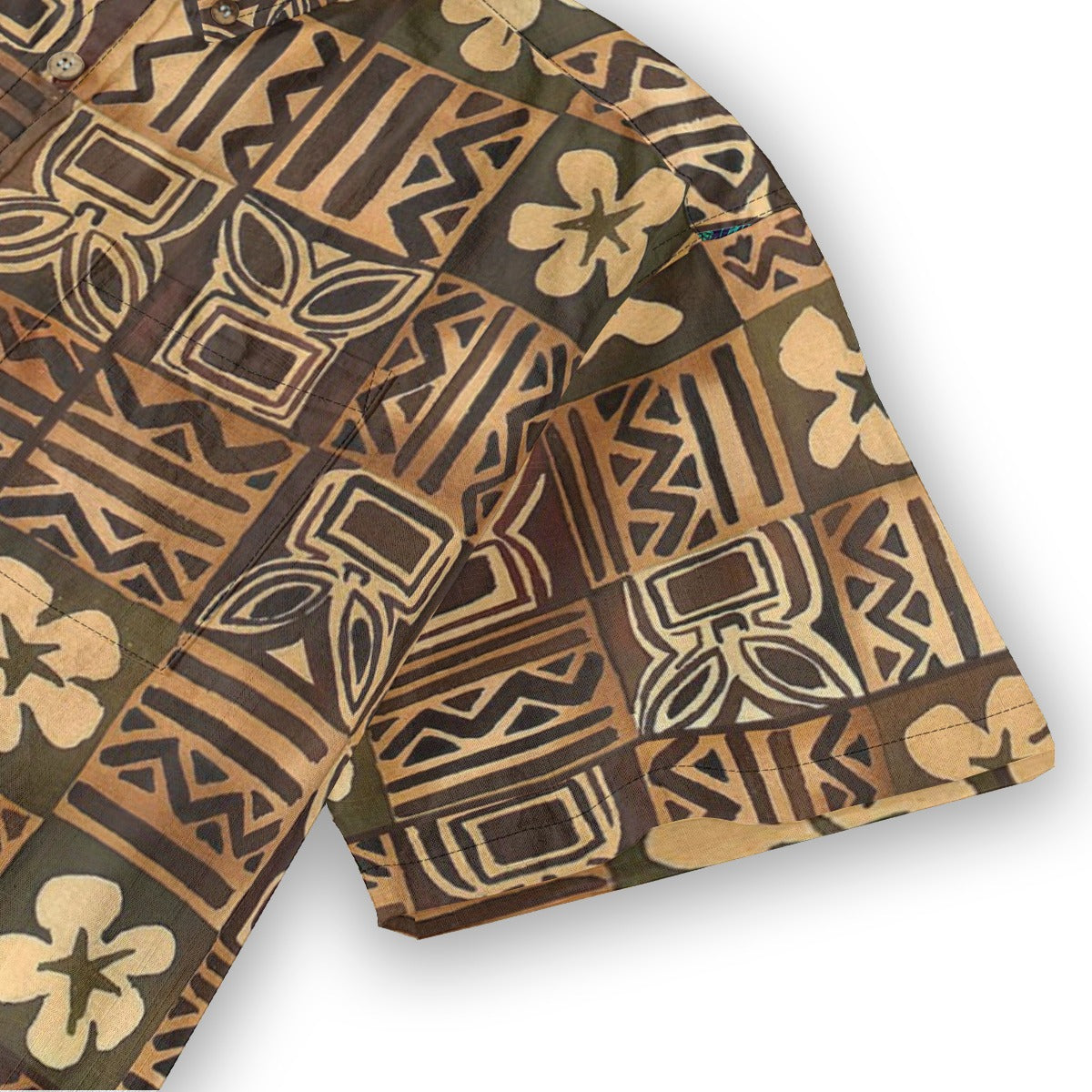 Hawaiian Vintage Pictorial Tiki Floral Totem Retro Printed Shirt
