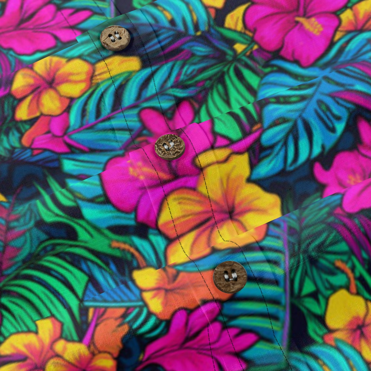 “Island Bloom” Bright Pink & Green Plumeria Tropical Print Hawaiian Shirt