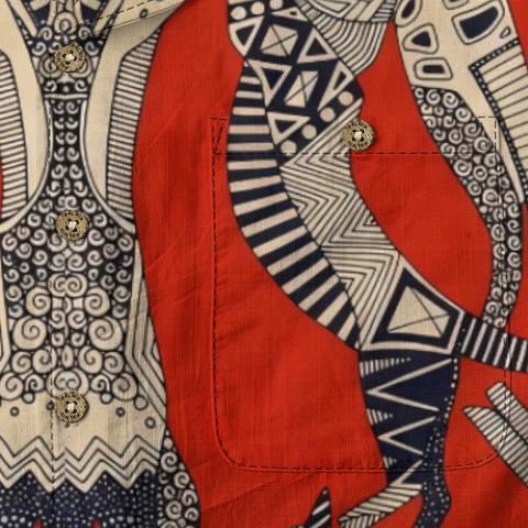 Red Tribal Cat Hawaiian Shirt