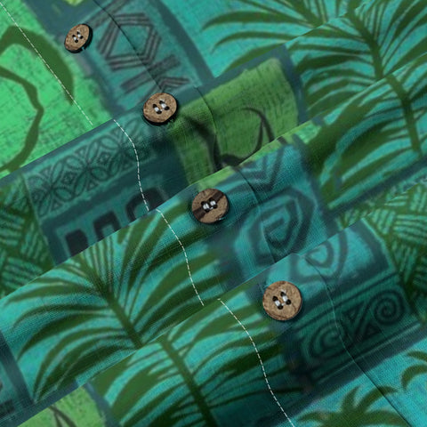 Hawaiian Tribal Volume Tiki Aloha Vintage Line Turtle Print Shirt