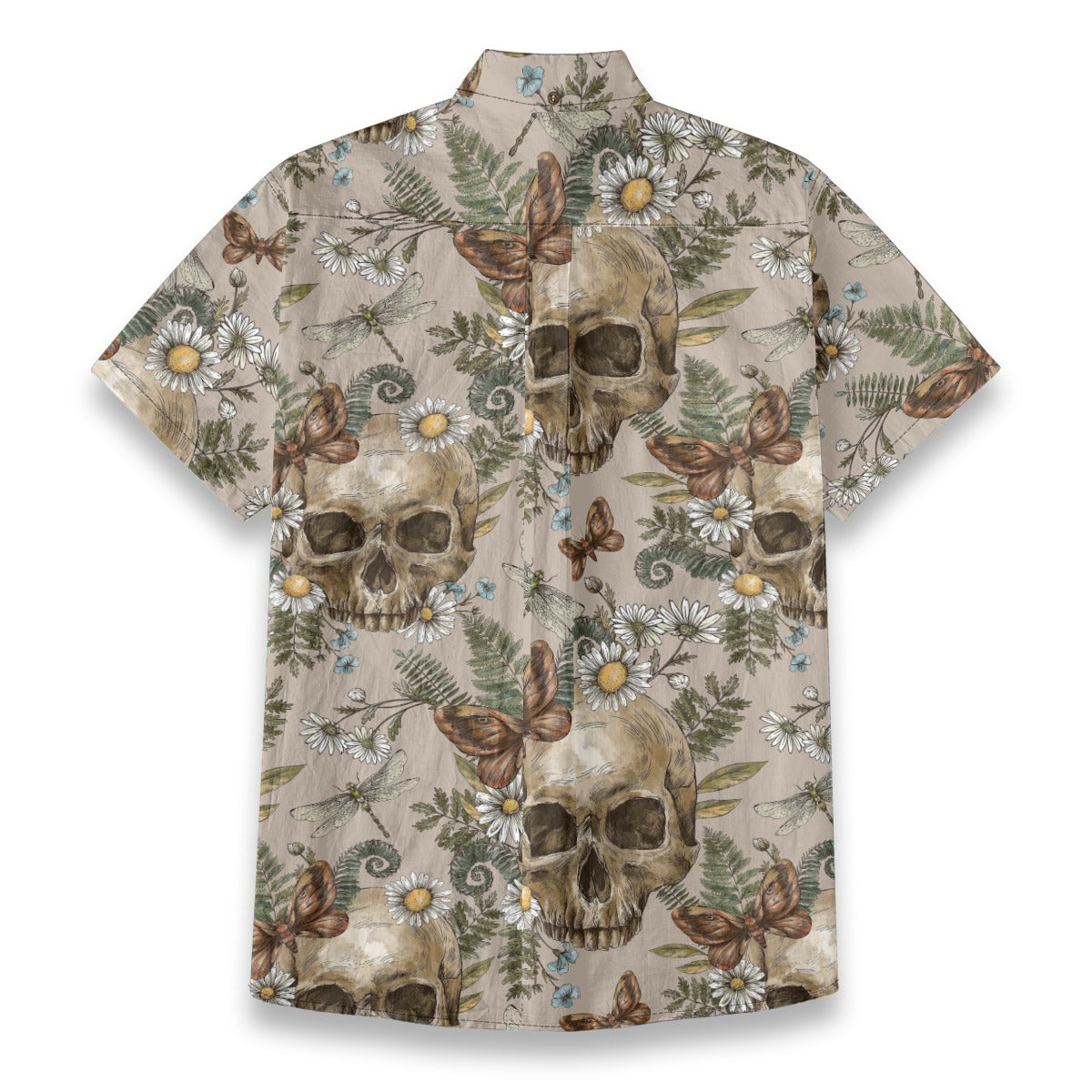 “Eternal Bloom” Hawaiian Shirt – Vintage Floral & Hand-Drawn Skull Print