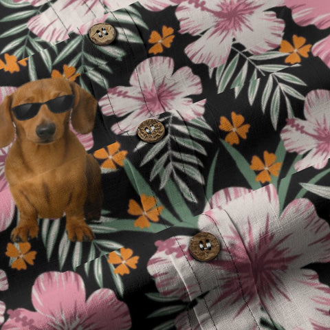 Cool Dachshund Dog Tropical Flower Hawaiian Vacation Shirt
