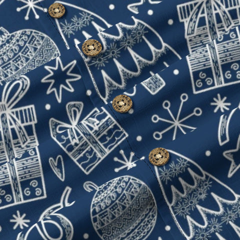 Retro Artistic Navy Christmas Pattern