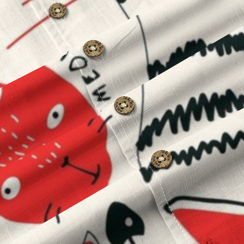 Red Cat & Fishbone Hawaiian Shirt