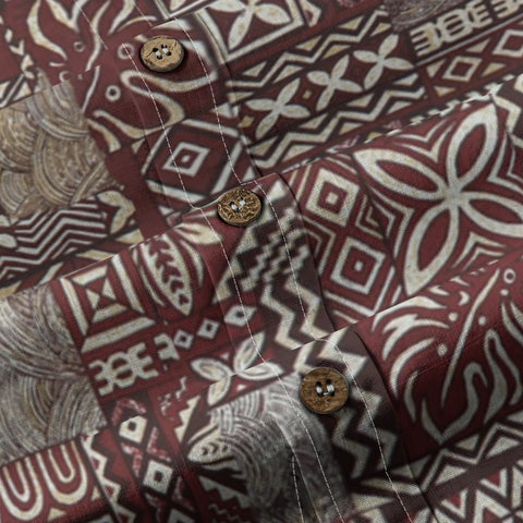 “Tapa Mosaic” – Retro Polynesian Aloha Shirt