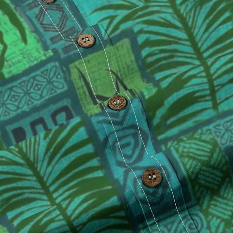 Hawaiian Tribal Volume Tiki Aloha Vintage Line Turtle Print Shirt