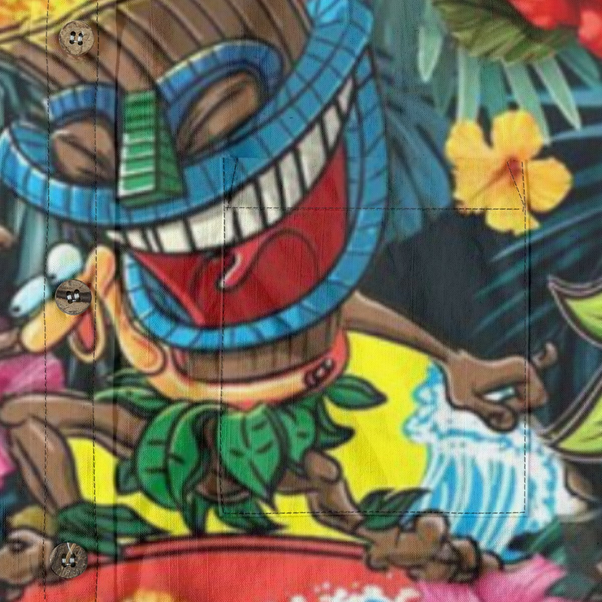 Classic Hawaiian Tiki Mask Aloha Print Shirt