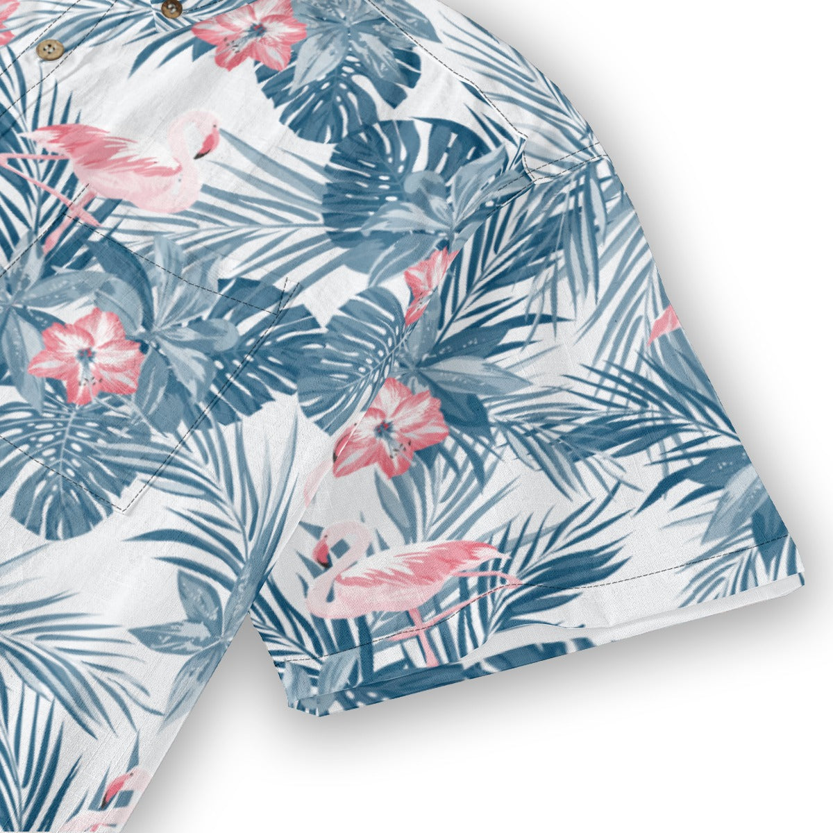 Hawaiian style watercolor flamingo hand-painted printed shirt