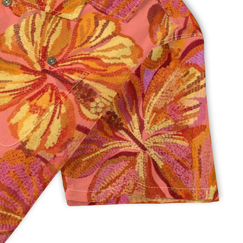 Peach Hibiscus Tropical Hawaiian Shirt