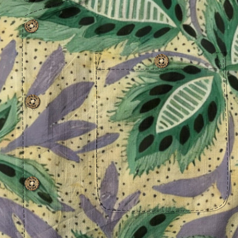 Boho Botanical Green & Lavender Hawaiian Shirt
