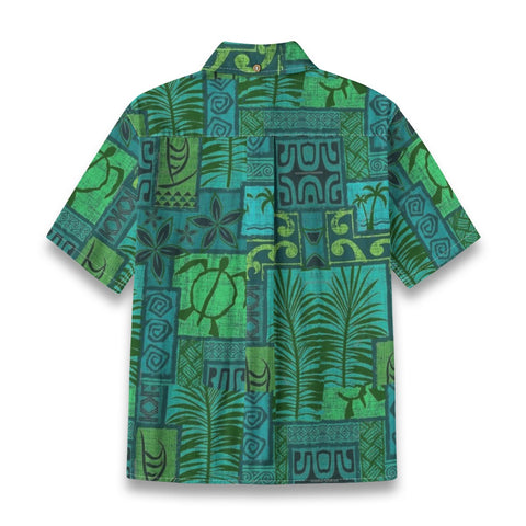 Hawaiian Tribal Volume Tiki Aloha Vintage Line Turtle Print Shirt