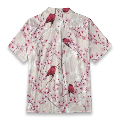 Cherry Blossom & Red Bird Hawaiian Shirt