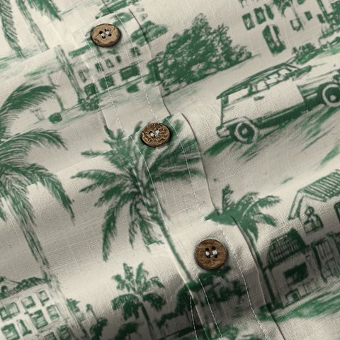 Hand-Drawn Holiday – Vintage Green Line Art Hawaiian Shirt