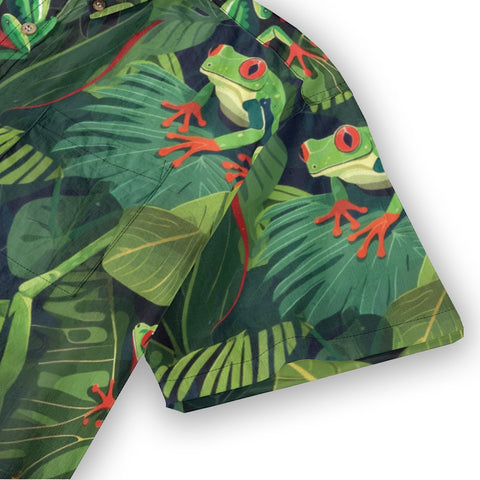 Tropical Red-eyed Frog Hawaiian Shirt Palm Leaves Aloha Frog Cute Tropical Hawaiian Shirt
