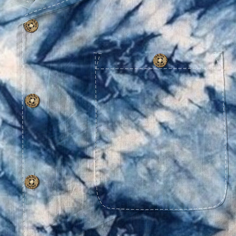 Blue Tie-Dye Hawaiian Shirt