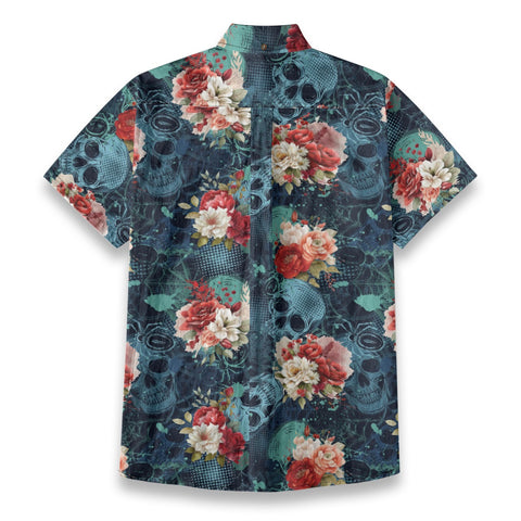 Tropical Skull Floral Hawaiian Shirt Roses Flower Shirt