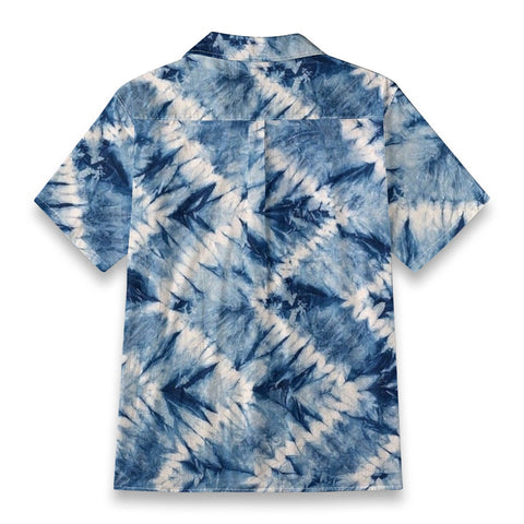 Blue Tie-Dye Hawaiian Shirt