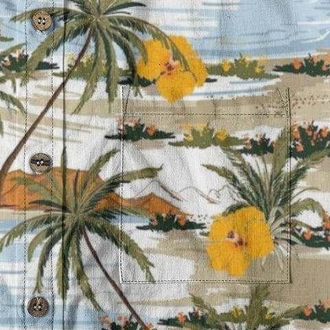 Sunshine Coast – Vintage Hand Painted Art Yellow Hibiscus Flower Shirt
