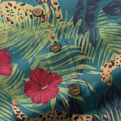 Jungle Hibiscus – Retro Leopard Print Aloha Shirt
