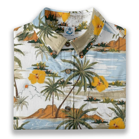 Sunshine Coast – Vintage Hand Painted Art Yellow Hibiscus Flower Shirt