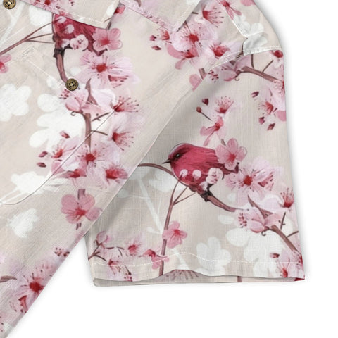 Cherry Blossom & Red Bird Hawaiian Shirt